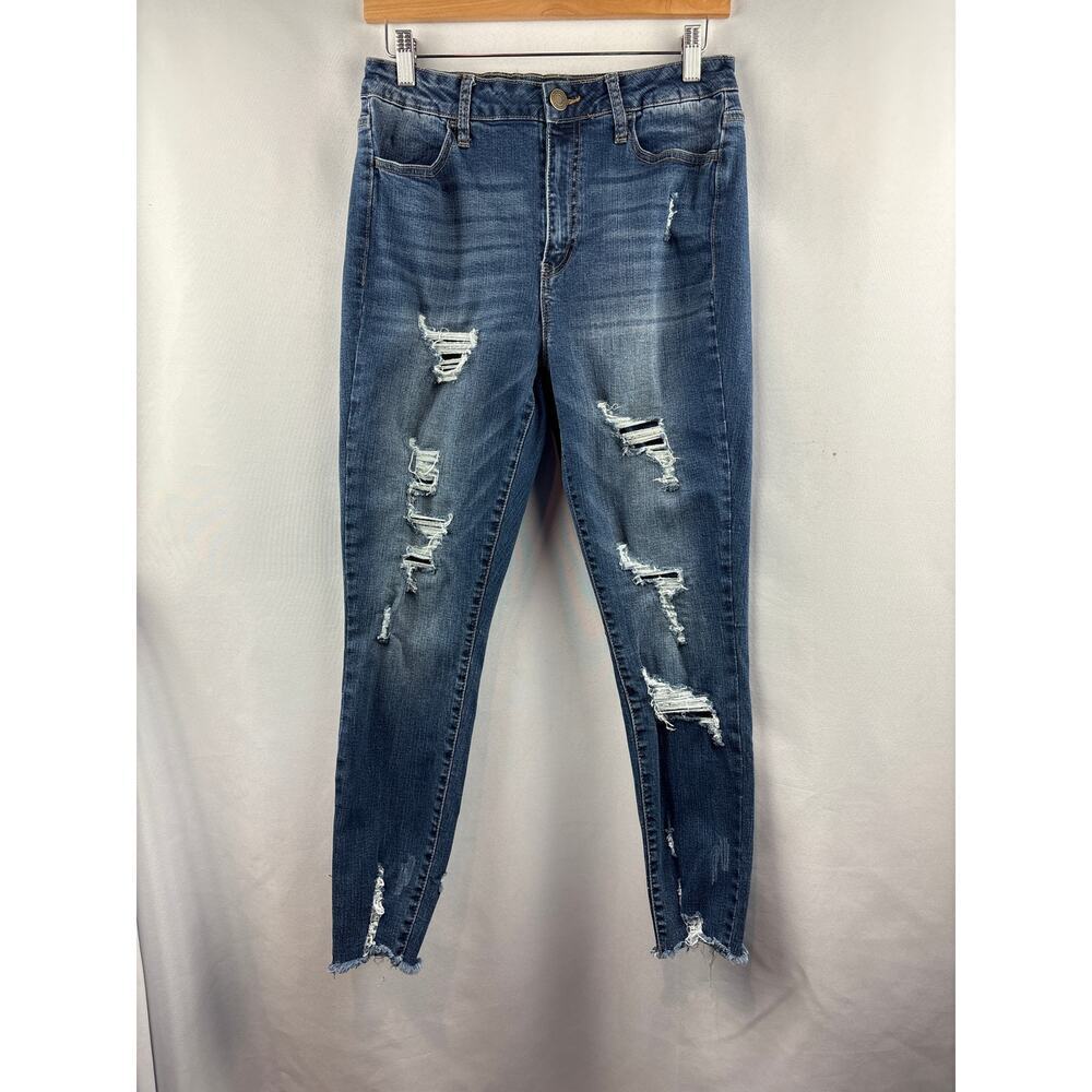 Women’s SO Size 13 Medium Washed Blue Distressed Jeggings